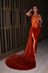 Elegant Sleeveless Prom Dress with Sparkling Appliques, Beadings, and Long Trail